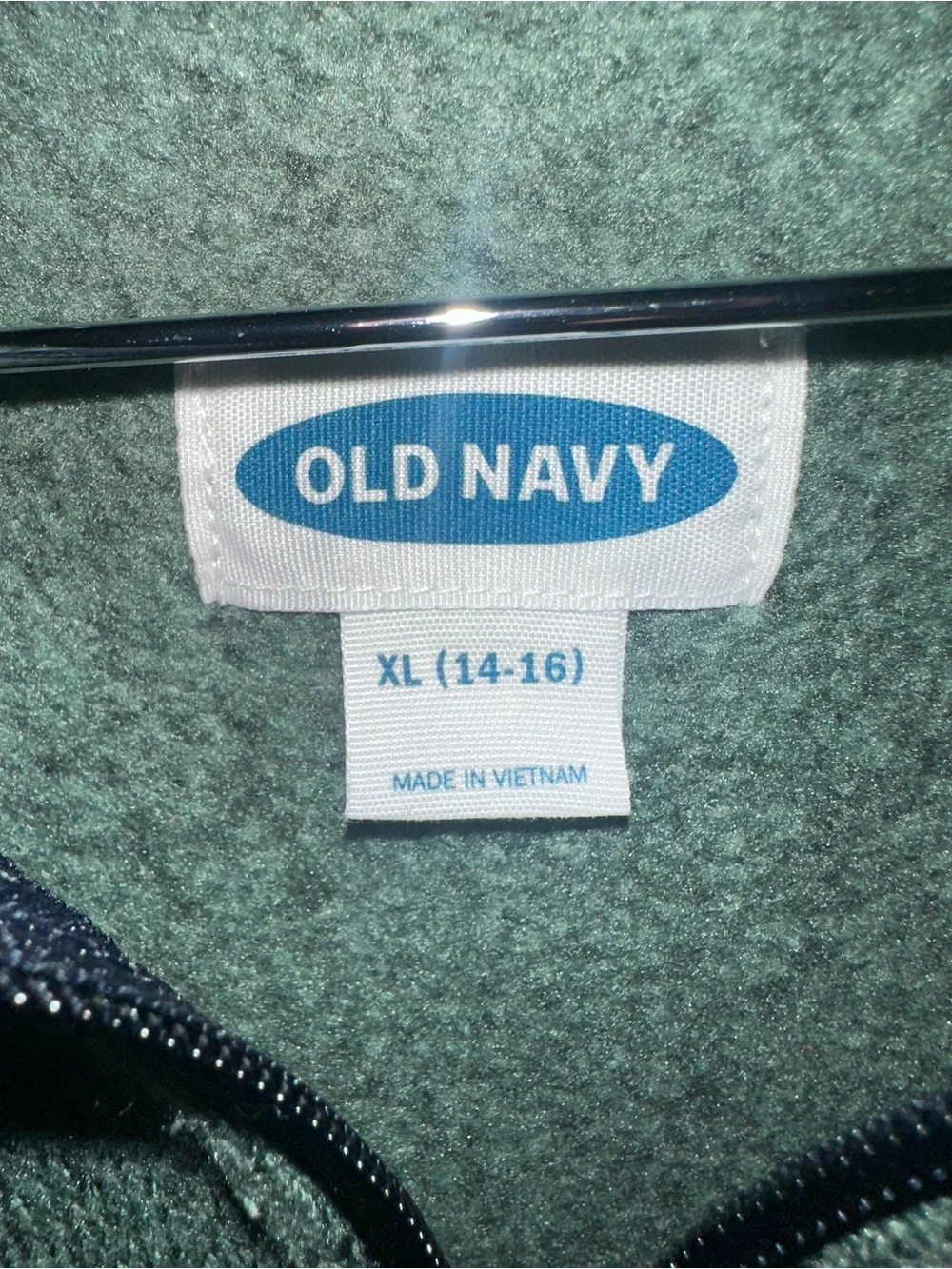 Old Navy Men's Heathered Green Half-Zip Sweater with Navy Trim